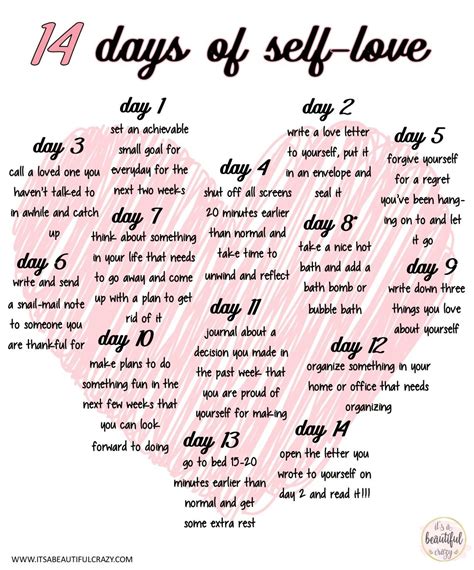 14 Days Of Self Love Its A Beautiful Crazy Self Care Activities