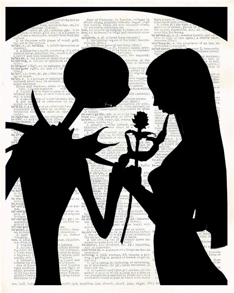 Jack And Sally Silhouette Moon With Black Rose Nightmare Before Chr