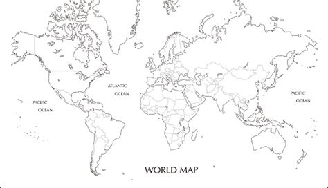 Peta Dunia Mercator Proyeksi Peta Kosong Dengan Garis Batas Ilustrasi