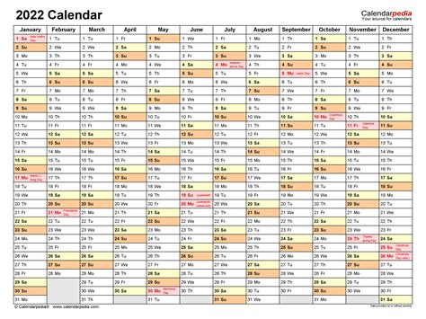 Printable Yearly Calendar 2022 Full Year Free Printable 2022 Rezfoods