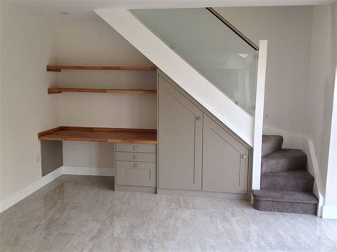 Place a mirror behind it for quick outfit checks. Under the stairs study/desk space. A great use of space for a small home study/office. Bespoke ...