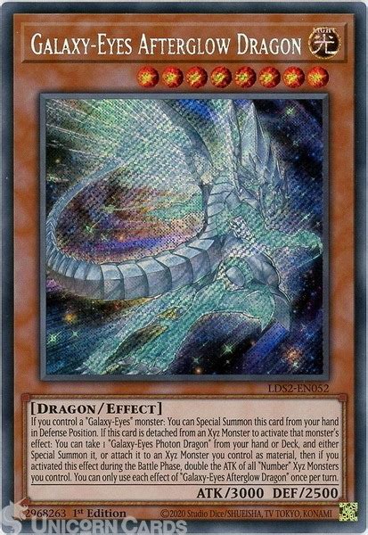Lds2 En052 Galaxy Eyes Afterglow Dragon Secret Rare 1st Edition Mint