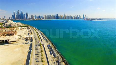 Aerial View Of Dubai Marina Skyline Uae Stock Image Colourbox