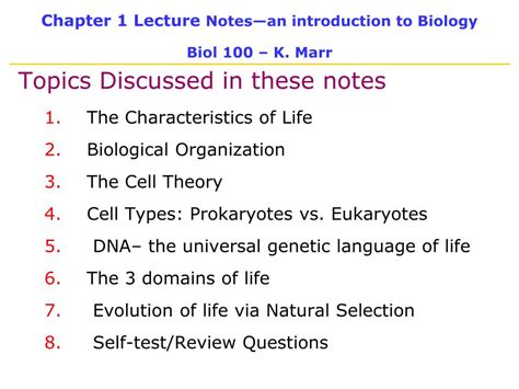Ppt Chapter 1 Lecture Notes—an Introduction To Biology Biol 100 K