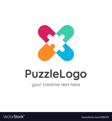 Puzzle Logo Design Negative Space Royalty Free Vector Image