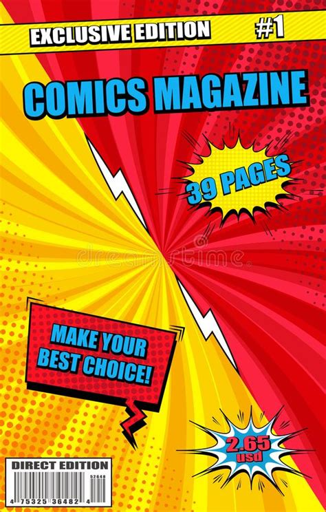 Comic Book Cover Vintage Comics Magazine Layout Cartoon Title Page