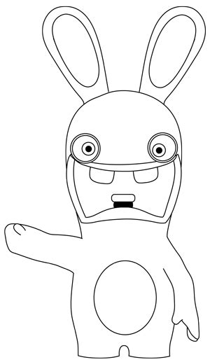 Printable colouring book for kids. How to Draw Rabbid from the game Rayman Raving Rabbids ...