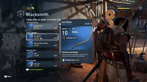 Upgrade Weapon Assassins Creed Origins Interface In Game