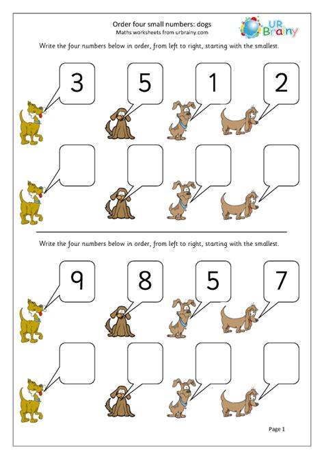 Order 4 Small Numbers Dogs Ordering Numbers By