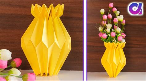 Easy Paper Flower Vase How To Make A Flower Vase At Home Simple