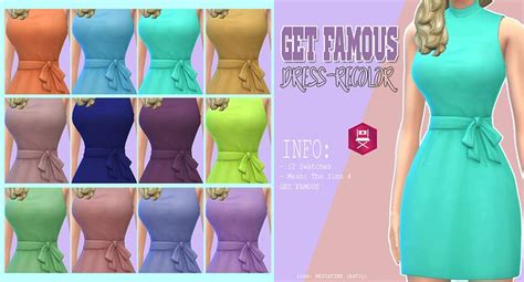 Cc Maxis Match Get Famous Dress Recolor Kass Famous Dress