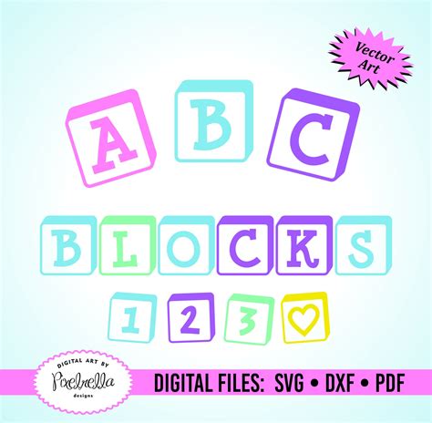 Abc Baby Block Pastel Letters 123 Baby Blocks Svg Dxf Etsy