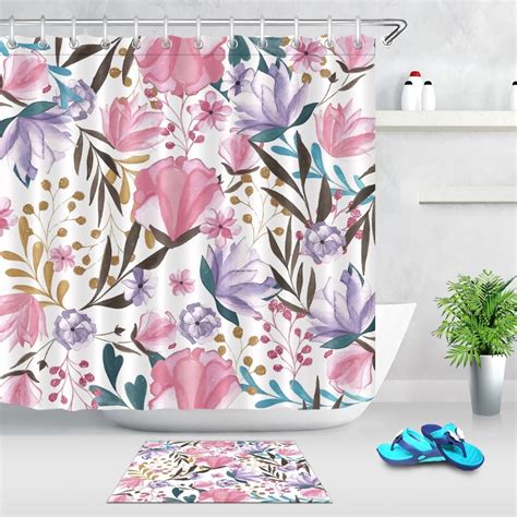 Lb Colorful Watercolor Flower Artistic White Shower