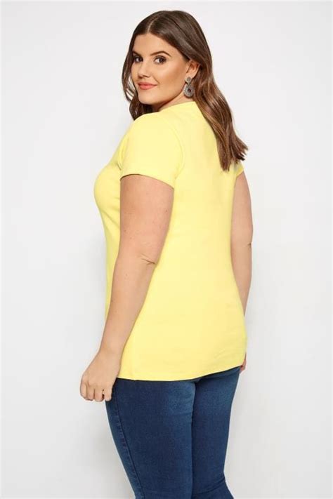 Plus Size Yellow V Neck T Shirt Sizes 16 To 36 Yours Clothing