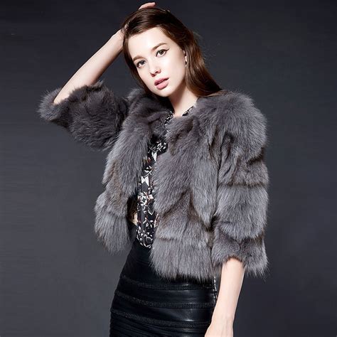 Noble And Elegant Natural Fox Fur Coats Outerwear Women Real Fur