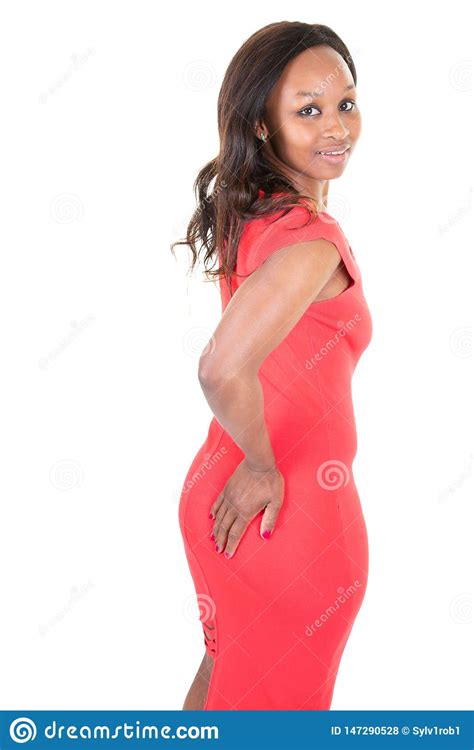 Black Fashion Model Young Woman In Red Dress Stock Photo Image Of