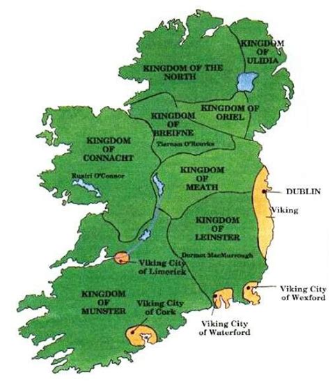 Map Of High Kings Before Norman Invasion Of 1169 Ireland