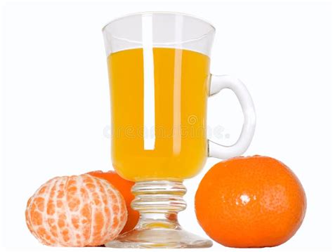 Mandarin Fruit And Orange Juice In Glass Stock Photo Image Of