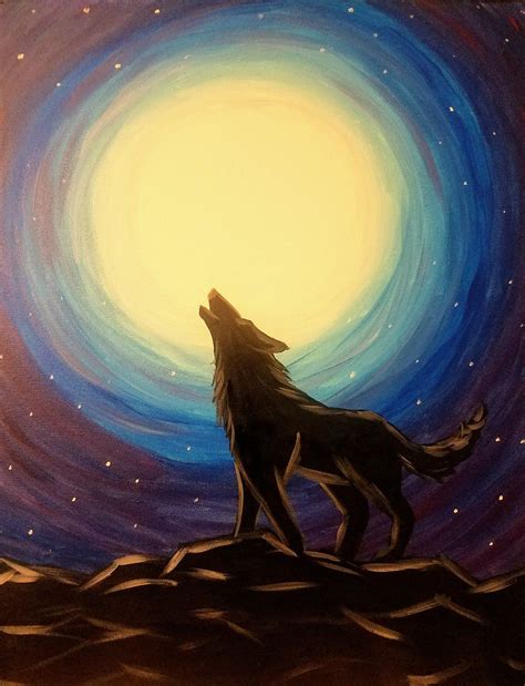 Painting Of Wolf Howling At The Moon Howling Moonlight Wolvden