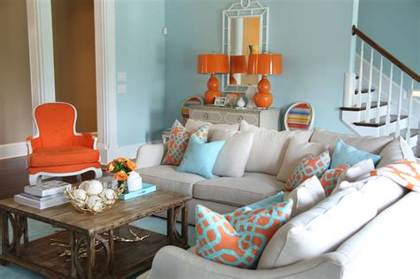 blue and orange living room contemporary living room valspar la fonda mirage colordrunk