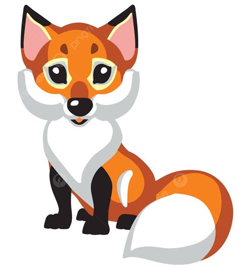 Cartoon Little Fox Red Fox Little Sitting Vector Red Fox Little