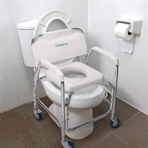 Oasisspace Rolling Shower Chair 400 Lb Rolling Commode Transport Chair