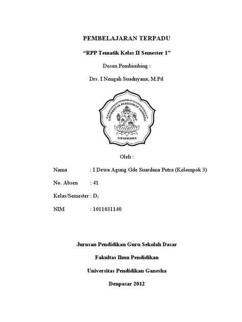 Anti provokator sara dan saru ! Rpp Tematik kelas 2 SD