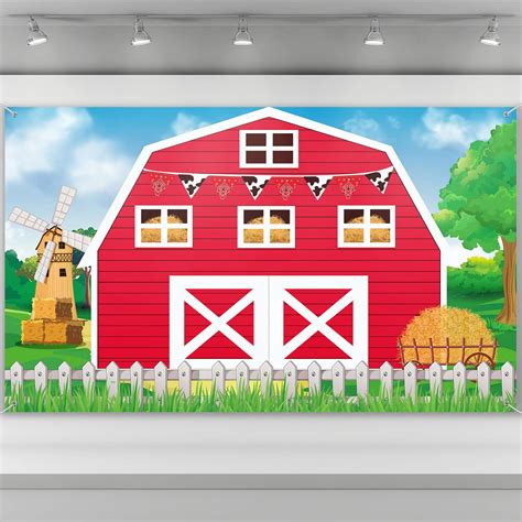 Farm Birthday Party Decorations Red Farm Barn Door Backdrop Farm