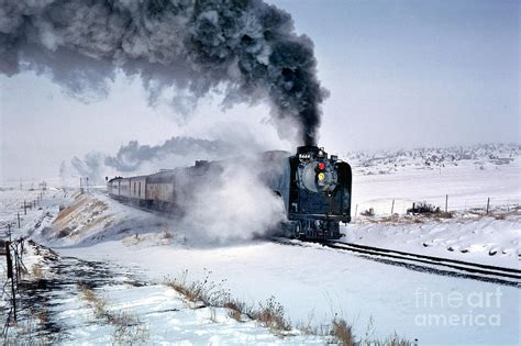 Union Pacific 844 Steam Locomotive On A Snowy Run