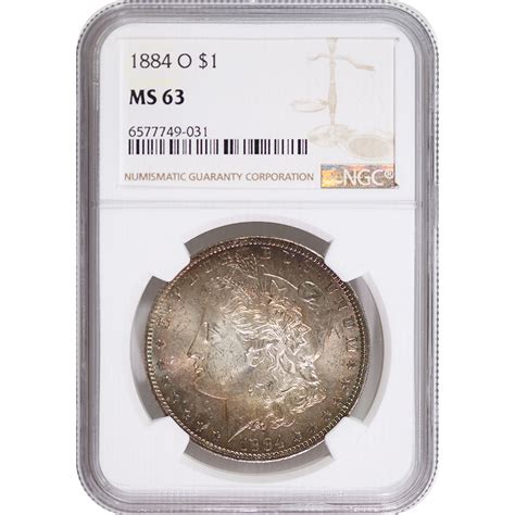 Certified Morgan Silver Dollar 1884 O Ms63 Ngc Toning Golden Eagle Coins