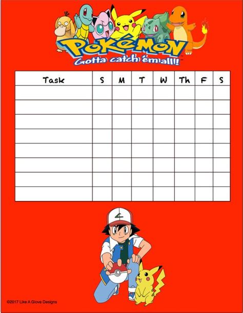 Pokemon Chore Chart Printable Instant Download Etsy