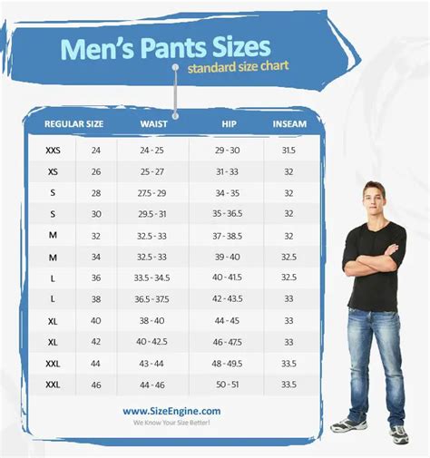 Size Chart Mens Pants