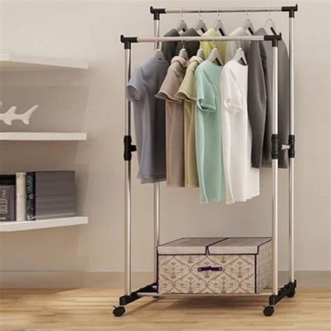 32 Vertically And Horizontally Stretching Stand Clothes Racksingle