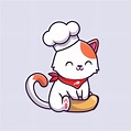 Cocinero lindo del gato que cocina la ilustración del icono de la ...