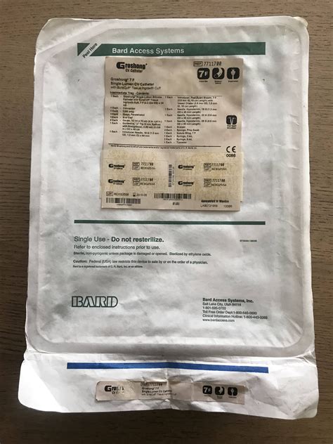 New Bard 7711700 Groshong Single Lumen Cv Catheter Kit 8f X