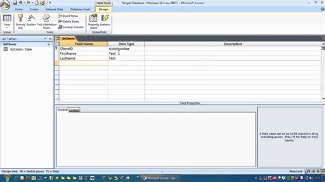 How To Create A Microsoft Access Table Youtube