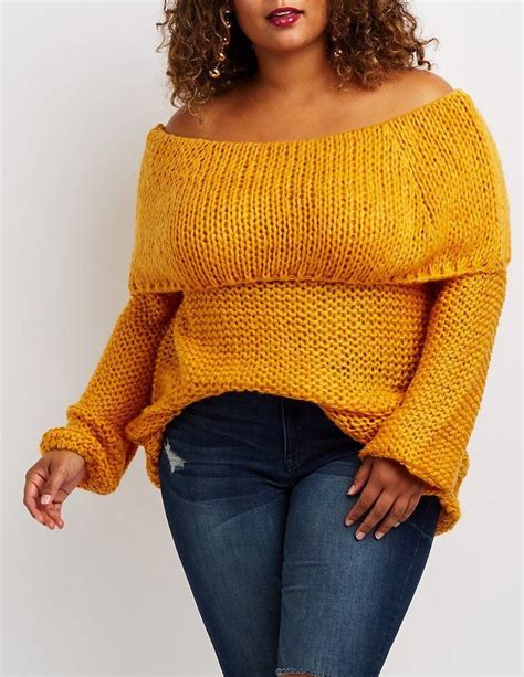 Plus Size Open Knit Off The Shoulder Sweater Plus Size Underwear Plus