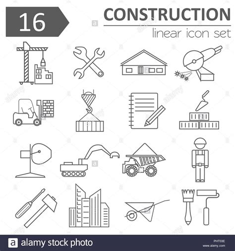 Construction And House Repair Icon Set Thin Line Design Vector
