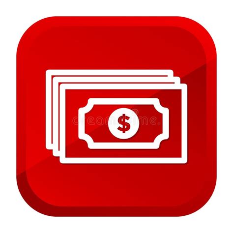 Dollar Note Money Bank Icon Red Button Stock Vector Illustration Of