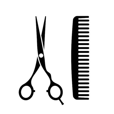 Premium Vector Comb And Scissors Black Silhouette Simple Vector Hair