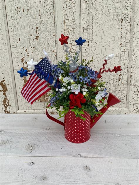 Patriotic Table Arrangement Patriotic Centerpiece Americana Etsy