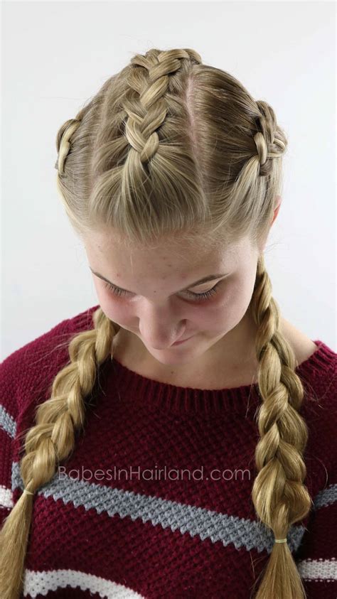 triple double dutch braids hairstyle beautiful school and sports hairstyle