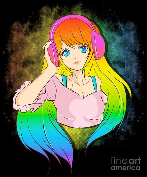 Japanese Anime Girl Rainbow Punk Kawaii Manga Digital Art By The Perfect Presents