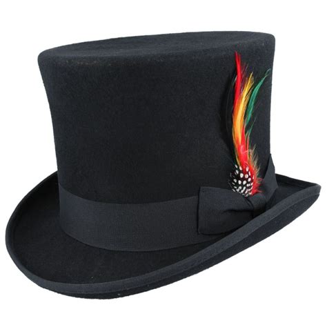 Maz Wool Felt Victorian Top Hat Black