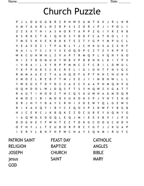 Church Puzzle Word Search Wordmint