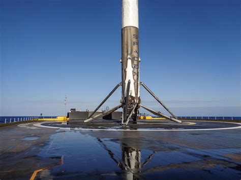 Spacex designs, manufactures and launches advanced rockets and spacecraft. Recovered SpaceX Falcon 9 booster headed back to port