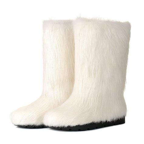 White Fur Boots For Women Mukluk Boots Yeti Boots Furry Snow Boots White Nutria Winter Boots