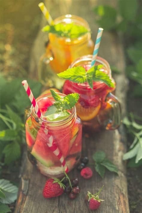 Summer Soft Drinks With Berries And Fruits Stock Image Image Of Juice