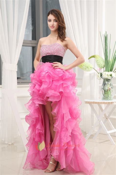 Cute Hot Pink High Low Prom Dresses With Diamondshot Pink High Low Dress Linda Dress