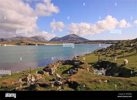 Uk Scotland Outer Hebrides Isle Of Lewis The Harris Mountains From Uig